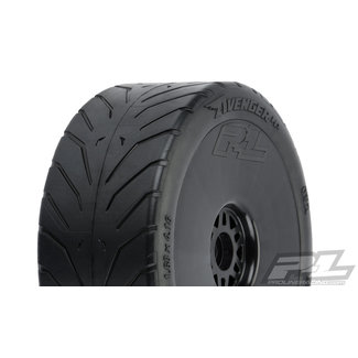 PROLINE PROLINE AVENGER HP S3 (SOFT) STREET BELTED 1:8 BUGGY TIRES MOUNTED BLACK WHEELS (2) FOR FR OR RR - PR9069-243