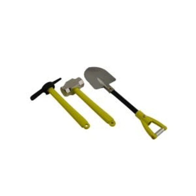 HOBBY DETAILS Metal Hammer Pickaxe and Shovel Set - Yellow for 1/10 RC Crawler(DTSM01006)​