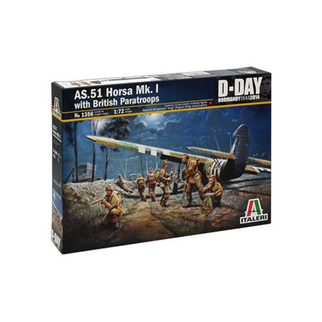 Italeri 1356 1/72 AS.51 Horsa Mk.I/II & British Paratr. Plastic Model Kit
