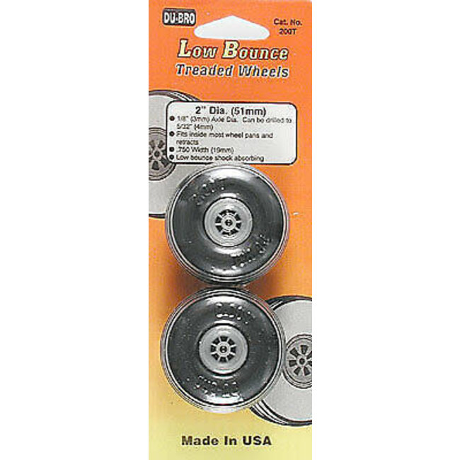 DUBRO LOW BOUNCE TREADED WHEELS 2" 51MM