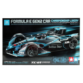 TAMIYA TAMIYA Formula E Gen2 RC Car – Championship Livery 1:10 Scale ,TC-01 Shaft Driven 4WD Chassis 58681 requires  radio servo speed controller battery charger and paint