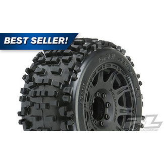PROLINE Proline Badlands 3.8" All Terrain Tires Mounted for 17mm MT Front or Rear, Mounted on Raid Black 8x32 Removable Hex 17mm Wheels