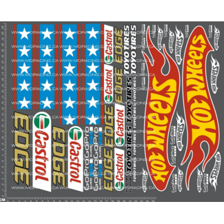 MCI REPRODUCTION DECALS MCI  1/10th SHORT COURSE TRUCK - CASTROL EDGE DECALS