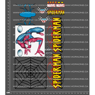 MCI REPRODUCTION DECALS MCI  1/10th MONSTER TRUCK - SPIDER MEN  DECALS