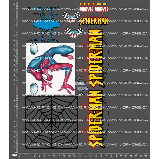 MCI  1/10th MONSTER TRUCK - SPIDER MEN  DECALS