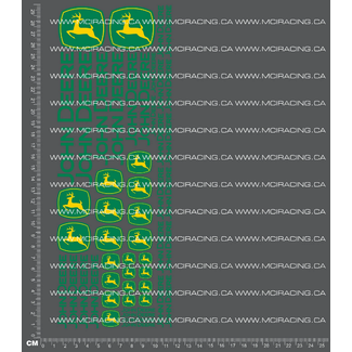 MCI REPRODUCTION DECALS MCI  1/10th JOHN DEERE DECALS