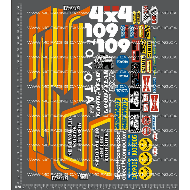 MCI  1/10th REPRODUCTION TAM 58028 - TOYOTA HILUX DECALS