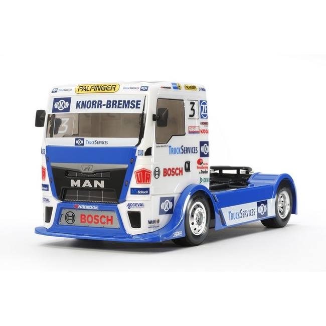 TAMIYA TT01 TYPE E RACE TRUCK MAN TGS TEAM HAHN RACING NO ESC INCLUDED  REQUIRES TX, RX, ESC, BATTERY CHARGER & PAINT.  same chassis & body as TEAM REINERT
