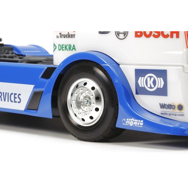 TAMIYA TT01 TYPE E RACE TRUCK MAN TGS TEAM HAHN RACING NO ESC INCLUDED  REQUIRES TX, RX, ESC, BATTERY CHARGER & PAINT.  same chassis & body as TEAM REINERT