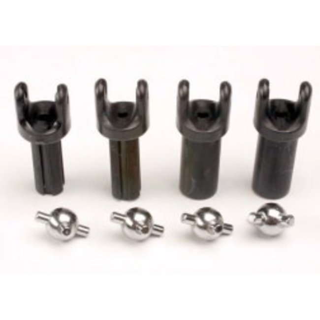 TRAXXAS Half shafts, short (heavy duty) (external-splined (2) & internal-splined (2))/ metal u-joints (4)