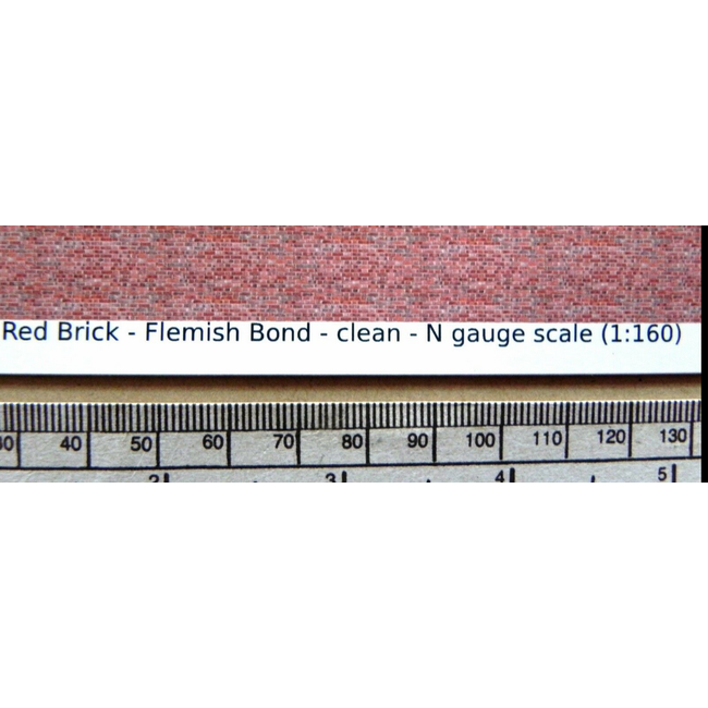 ACE N gauge (1:160 scale)RED BRICK SELF ADHESIVE  VINYL - A4 sheet (297 x 210 mm)