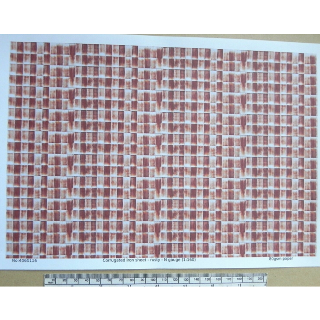 ACE N gauge (1:160 scale) RUSTY TIN SHEET ON PAPER l - A4 sheet (297 x 210 mm)