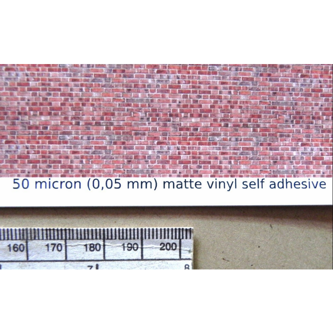 ACE OO/HO gauge (1:76 scale) RED BRICK SHEET SELF ADHESIVE VINYL l - A4 sheet (297 x 210 mm)