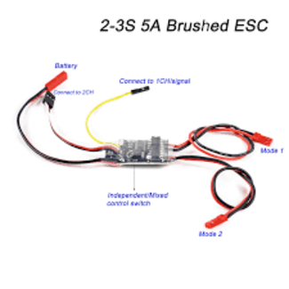 ACE RADIO CONTROLLED MODELS ACE Dual Way Bidirectional Brushed ESC 2S-3S Lipo 5A ESC Speed Control for RC Model Boat/Tank 130 180 Brushed Motor Spare Parts