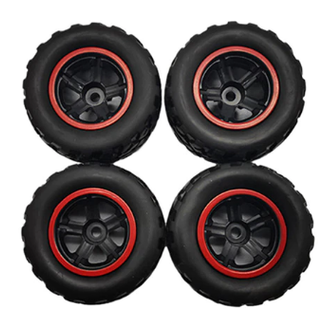 WPL WPL 4Pieces RC Car Wheel Tires fits for WPL D12 RC Car Model RC Car Replacements Parts BLACK AND RED