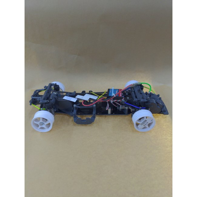 TAMIYA TA03F PRO WITH SWAYBARS, METAL REAR HUBS, FUTABA S3003 SERVO, DYNA RUN MOTOR USED, CHASSIS RUN