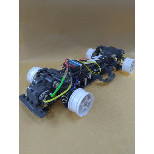 TAMIYA TA03F PRO WITH SWAYBARS, METAL REAR HUBS, FUTABA S3003 SERVO, DYNA RUN MOTOR USED, CHASSIS RUN