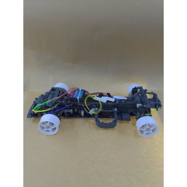 TAMIYA TA03F PRO WITH SWAYBARS, METAL REAR HUBS, FUTABA S3003 SERVO, DYNA RUN MOTOR USED, CHASSIS RUN