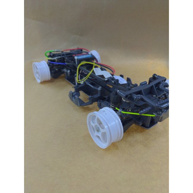 TAMIYA TA03F PRO WITH SWAYBARS, METAL REAR HUBS, FUTABA S3003 SERVO, DYNA RUN MOTOR USED, CHASSIS RUN