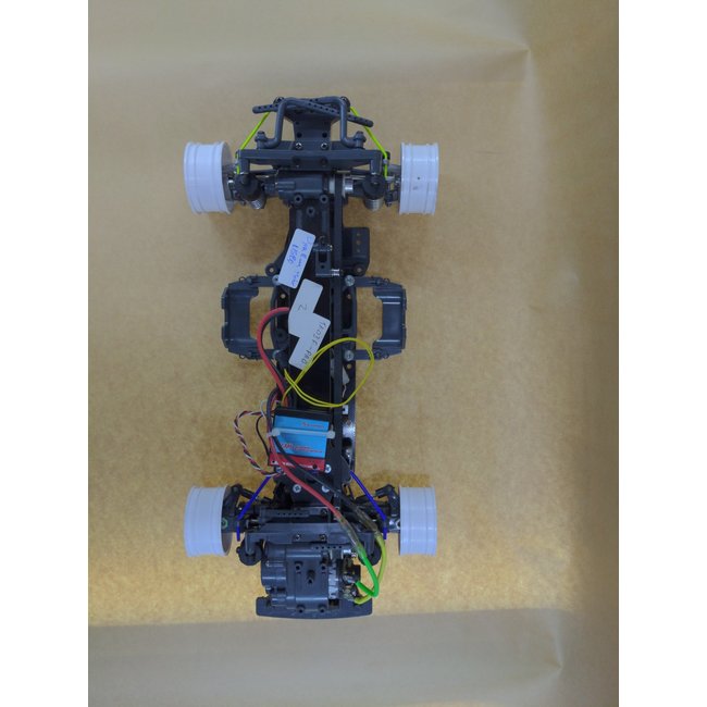 TAMIYA TA03F PRO WITH SWAYBARS, METAL REAR HUBS, FUTABA S3003 SERVO, DYNA RUN MOTOR USED, CHASSIS RUN