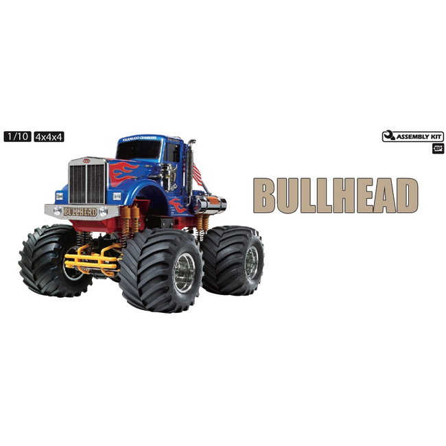 TAMIYA 1/10TH 4 X 4 X4 CUSTOMISED MONSTER TRUCK BULLHEAD  KIT FORM REQUIRES 2CH RADIO BATTERIES AND CHARGER