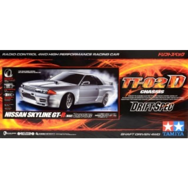 TAMIYA NISSAN GT-R TT-02D R-32 KIT DRIFTSPEC WITH LIGHTS 1/10 NEEDS SERVO/BATTERIES/CHARGER