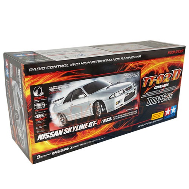 TAMIYA NISSAN SKYLINE GT-R R-33 TT-02D DRIFTSPEC 1/10 KIT NO ESC INCLUDED REQUIRES TX, RX, ESC, BATTERY CHARGER & PAINT