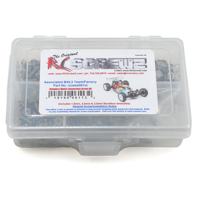 RCSCREWZ RACERS ASSOCIATED RC B44.3 STAINLESS SCREW SET
