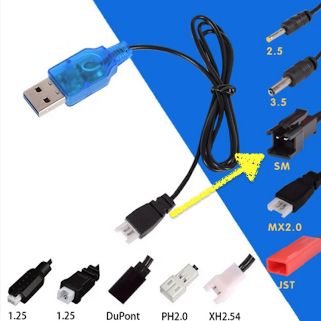 USB 3.7v Charger Lipo battery  Input: DC 5V 2A Output: 3.7v  400mA WITH JST PLUG