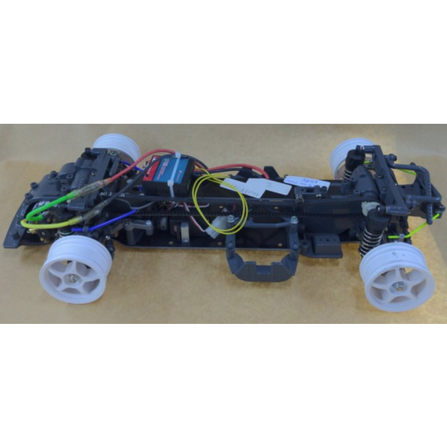 TAMIYA TA03F PRO WITH SWAYBARS, METAL REAR HUBS, FUTABA S3003 SERVO, DYNA RUN MOTOR USED, CHASSIS RUN