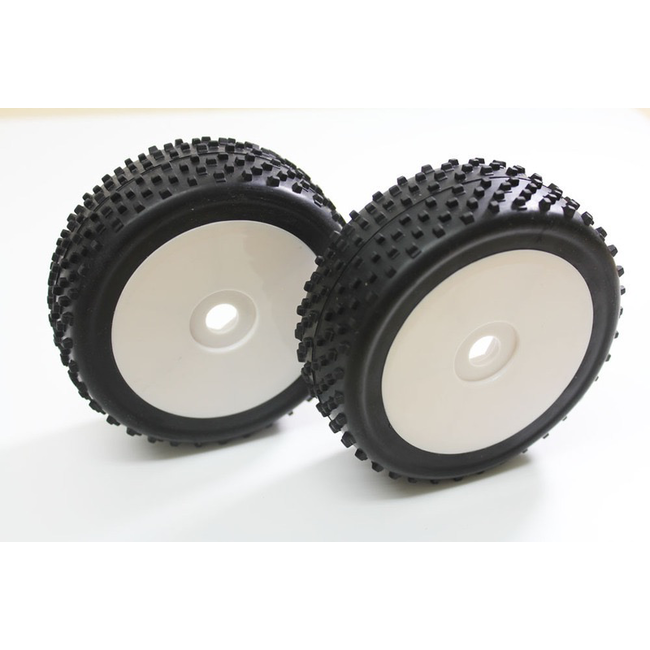 ABSIMA DONUTS WHEELS AND TYRES DISC/DIRT WHITE FOR 1/8TH BUGGY