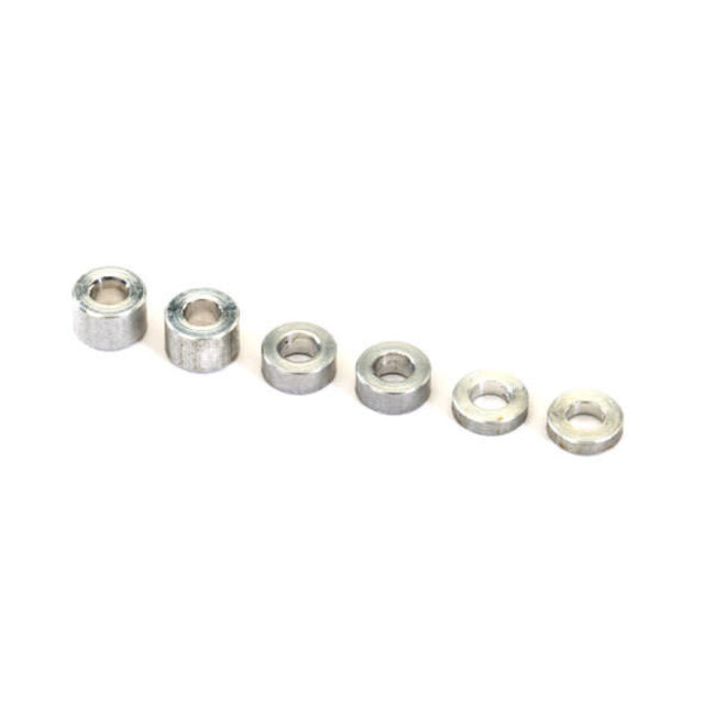 TRAXXAS 2539: Aluminum spacers: 3x6x1.5mm (2)/ 3x6x2.5mm (1)/ 3x6x3.8mm (2)