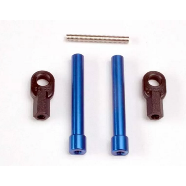 Traxxas Blue Aluminium Steering Bellcrank Posts w/ Steering Link Threaded Rod & Rod Ends