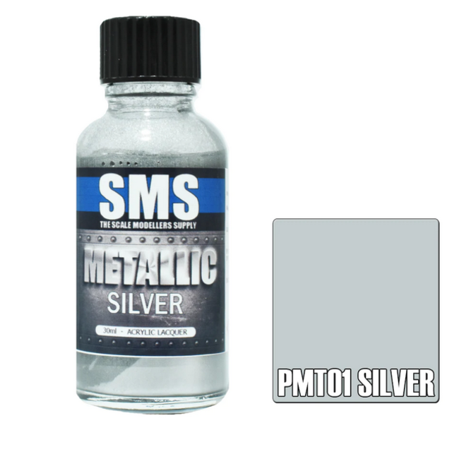 SMS Metallic SILVER 30ml Acrylic laquer ( AIRBRUSH READY  )