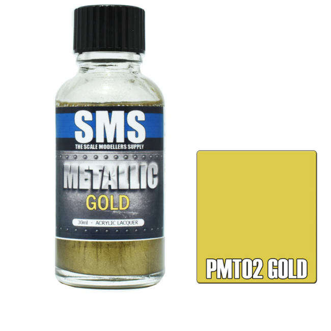 SMS Metallic GOLD 30ml Acrylic laquer ( AIRBRUSH READY  )