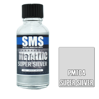 SMS PAINTS SMS Metallic SUPER SILVER 30ml Acrylic laquer ( AIRBRUSH READY  )