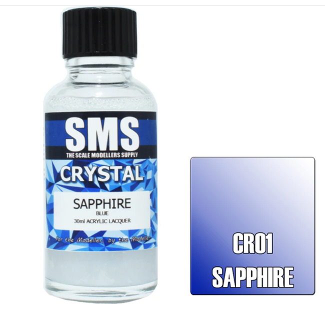 SMS Crystal SAPPHIRE (Blue) 30ml Acrylic laquer ( AIRBRUSH READY  )