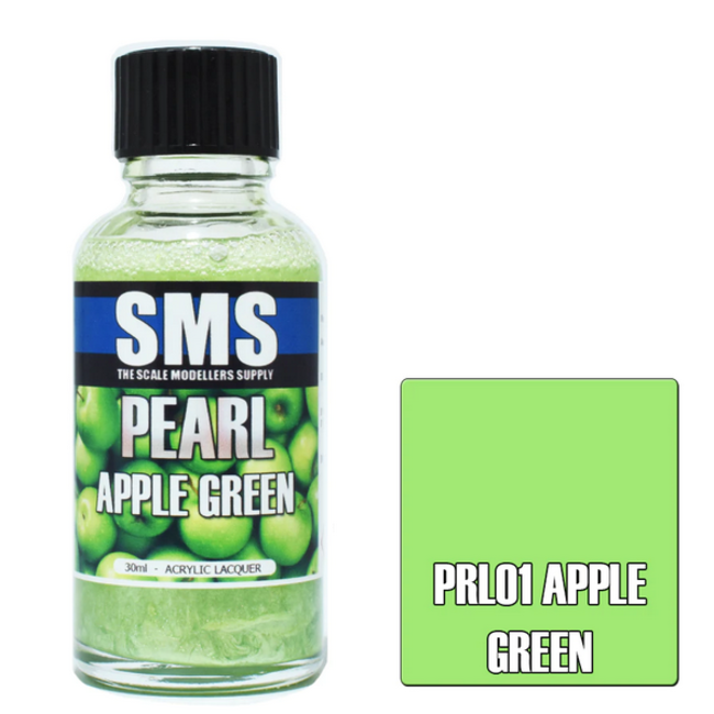 SMS Pearl APPLE GREEN 30ml Acrylic laquer ( AIRBRUSH READY  )