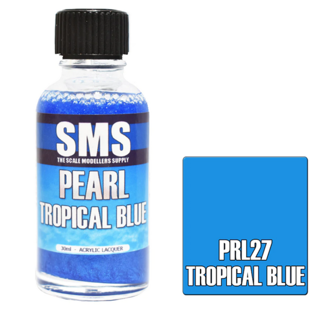 SMS Pearl TROPICAL BLUE 30ml Acrylic laquer ( AIRBRUSH READY  )