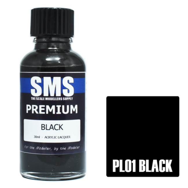 SMS Premium BLACK 30ml Acrylic laquer ( AIRBRUSH READY  )