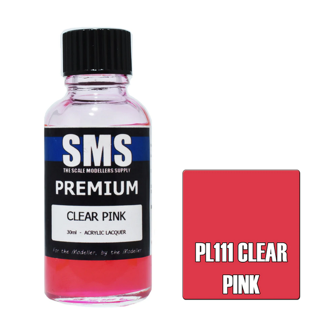 SMS Premium CLEAR PINK 30ml Acrylic laquer ( AIRBRUSH READY  )