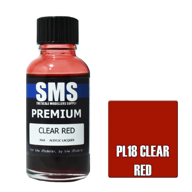 SMS Premium CLEAR RED 30ml Acrylic laquer ( AIRBRUSH READY  )
