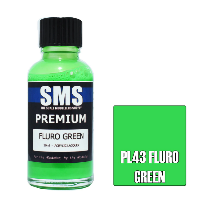 SMS Premium FLURO GREEN 30ml Acrylic laquer ( AIRBRUSH READY  )