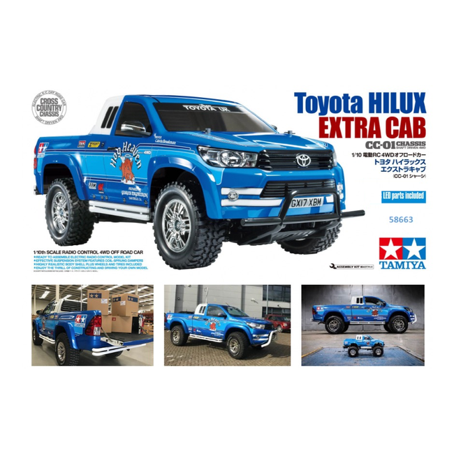 TAMIYA CC-01 Toyota Hilux Extra Cab1/10 KIT NO ESC INCLUDED REQUIRES TX, RX, ESC, BATTERY CHARGER & PAINT.