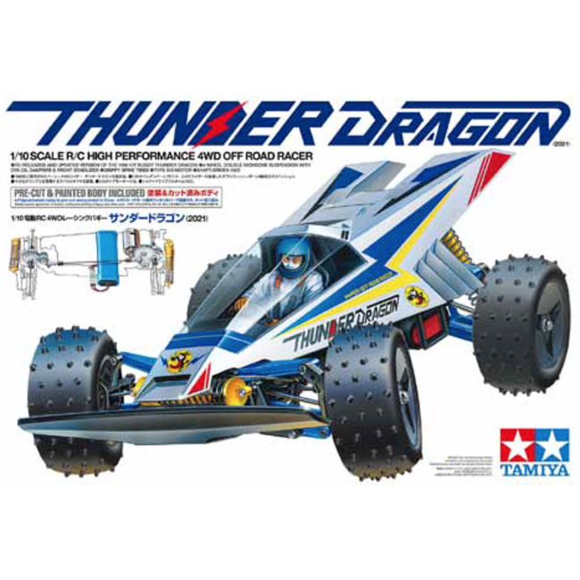 TAMIYA  47458A Thunder Dragon 2021A  4WD RC Buggy 1/10 KIT NO ESC INCLUDED REQUIRES TX, RX, ESC, BATTERY CHARGER & PAINT.
