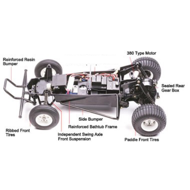 TAMIYA THE GRASSHOPPER (2005) KIT ELECTRIC R/C 1/10 OFFROAD NO ESC INCLUDED  REQUIRES TX, RX, ESC, BATTERY CHARGER & PAINT.