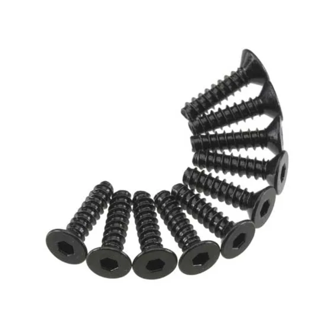 Axial Hex Socket Tap Flat Head Screw M3x12mm Black (10), AXA466