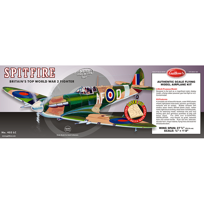 GUILLOWS SPITFIRE 27 5/8in BALSA KIT