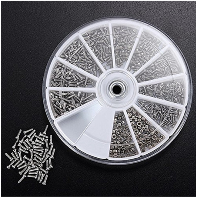 ASSORTED SCREW SET 600 Pcs 12sizes 1.2-1.6mm  Small Stainless Steel Screws & Nuts Assortment for Home Tool Kit