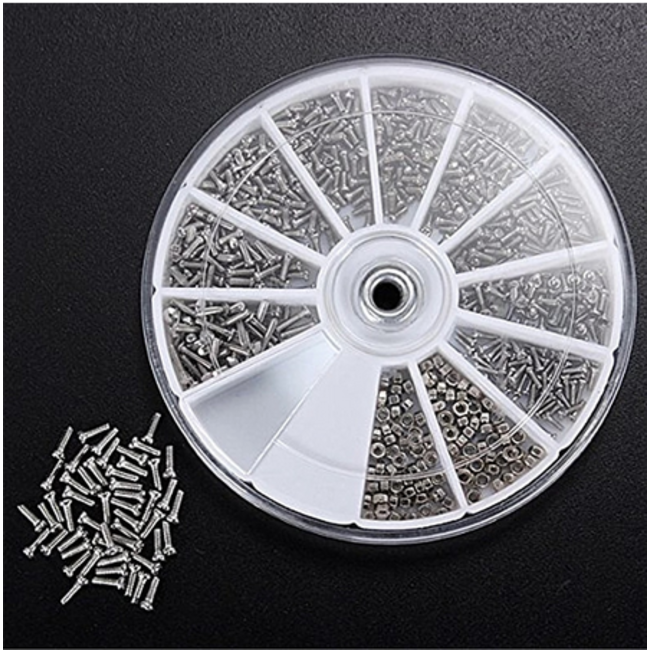 ASSORTED SCREW SET 1000 Pcs 12 sizes 1.2-1.6mm  Small Stainless Steel Screws & Nuts Assortment for Home Tool Kit
